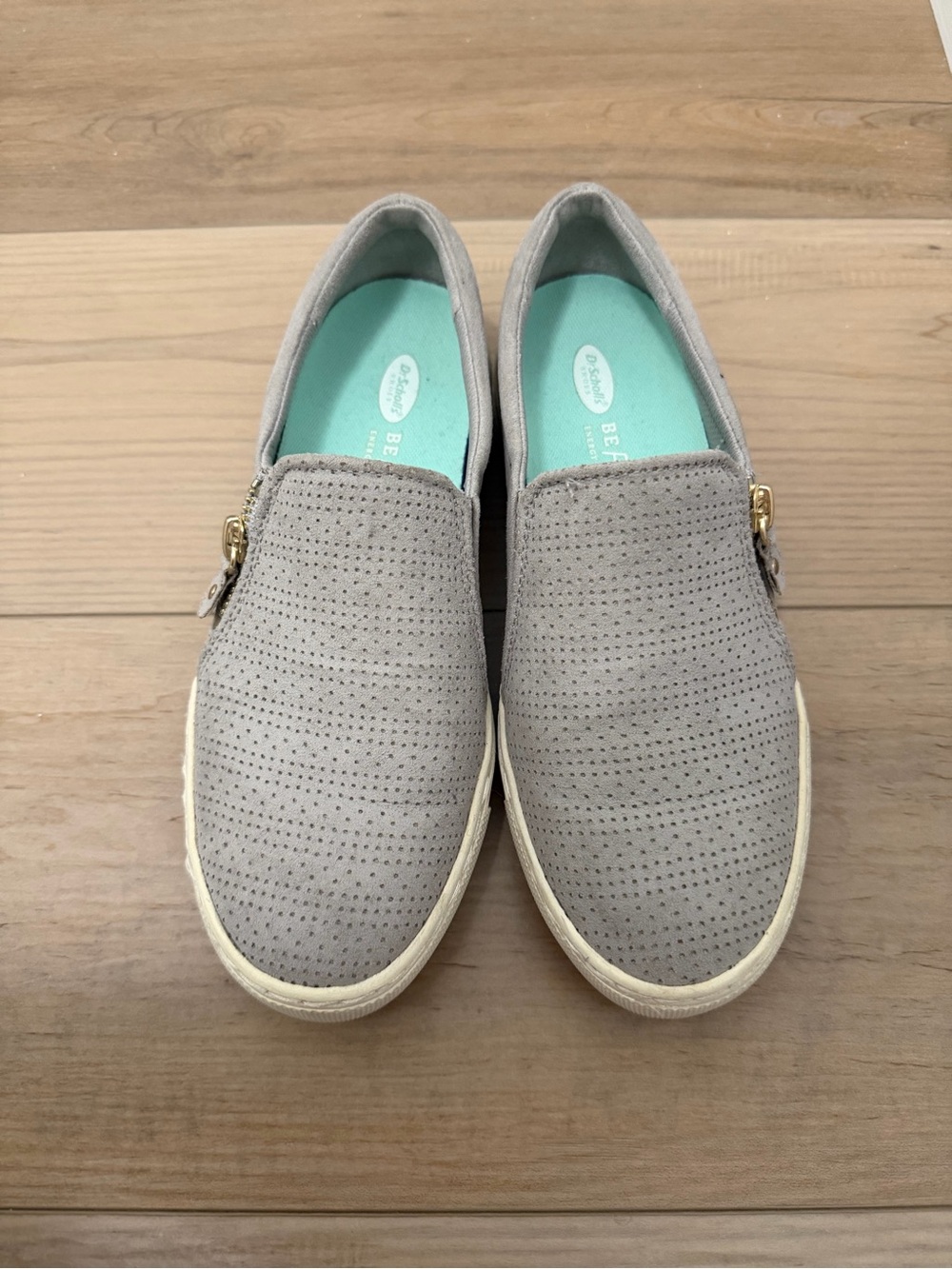 Dr. Scholl's Light Gray Slip-On Sneakers with Teal Insole